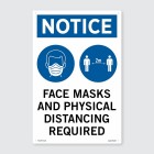 Face Masks And Physical Distancing Required Pvc Sign - 300mm X 450mm image