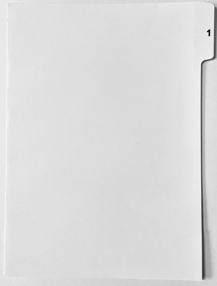 A4 Tab Dividers Printed Tab #1 of 5 White 100 Sets