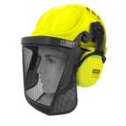 Armour Safety Helmet Epemc Earmuff Hellberg Carrier & Mesh Visor Kit Fluoro Yellow image