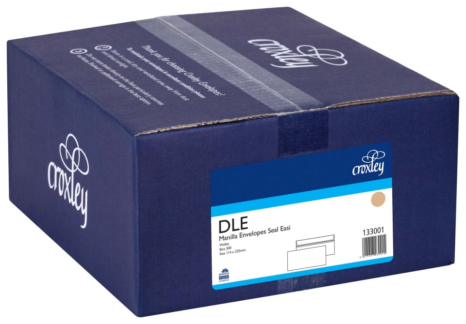 Croxley Envelope Seal Easi 133001 DLE 114x225mm Manilla Box 500