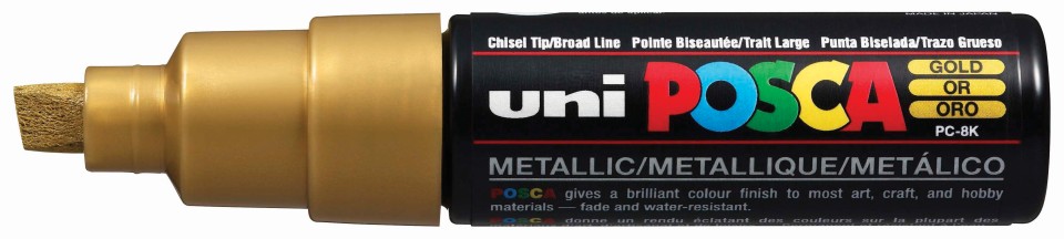 Uni Posca Marker 8.0mm Bold Chisel Gold PC-8K