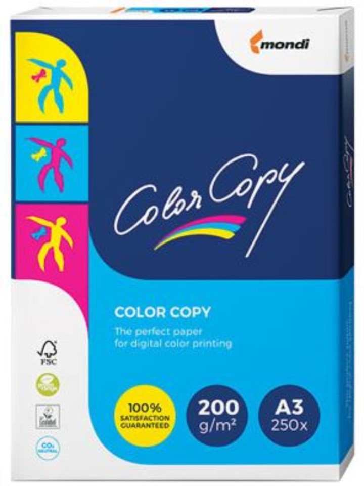 Color Copy Paper Uncoated 200gsm A3 Pack 250