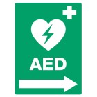 Aed Defibrillator Right Arrow Plastic Sign For Outdoor 30cm x 40cm image