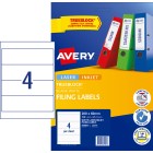 Avery Filing Labels Laser Inkjet Printer 959035/L7171 200x60mm 4 Per Sheet White Pack 100 Labels image