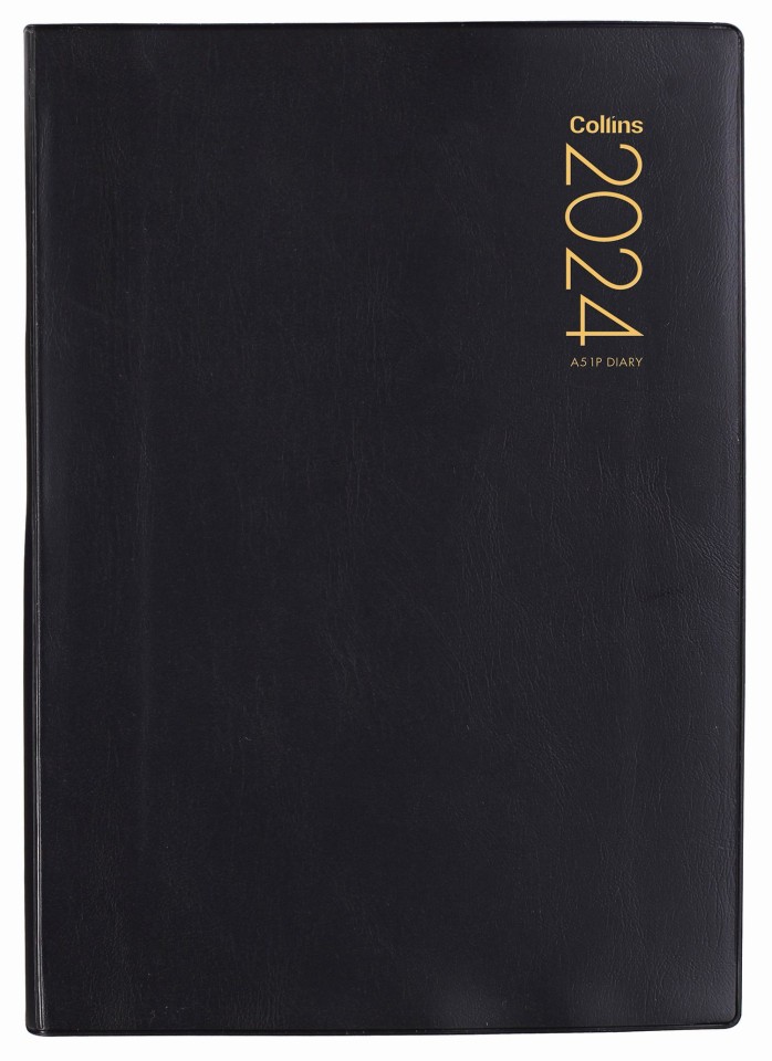 Collins 2024 PVC Limp Cover Diary A5 Day To Page Black