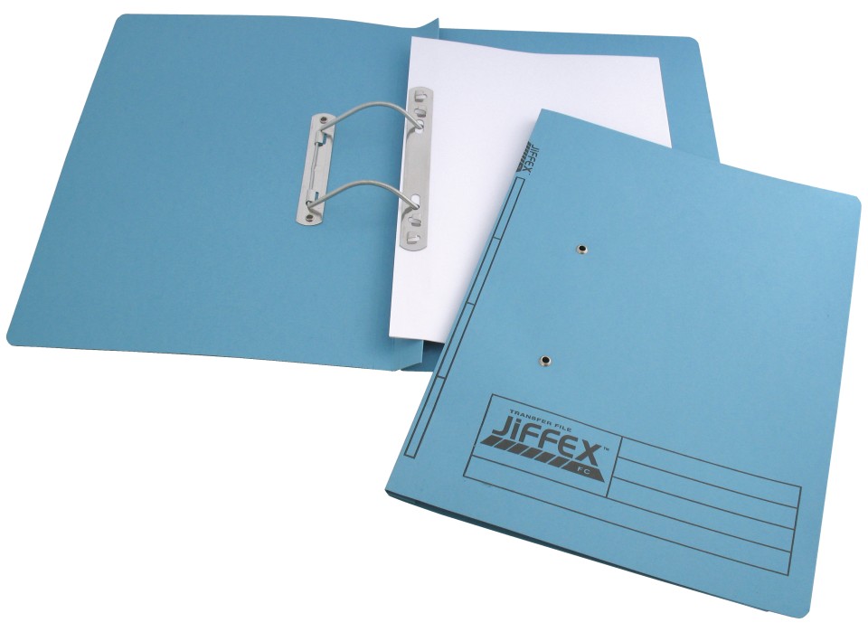 Jiffex File Spiral Spring Foolscap With Clip Blue