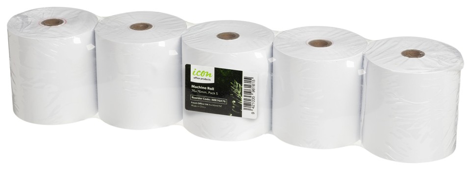 Bond Machine Paper Roll 76mm X 76mm White Pack 5