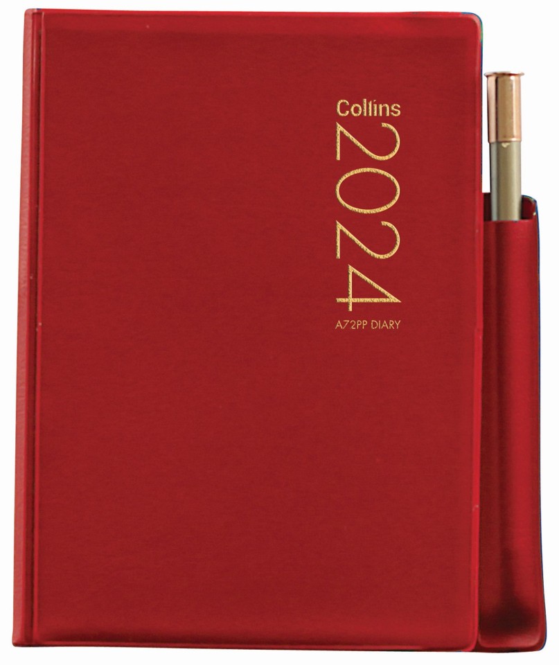 Collins 2024 Pocket Diary A7 2 Days To Page With Pencil Red