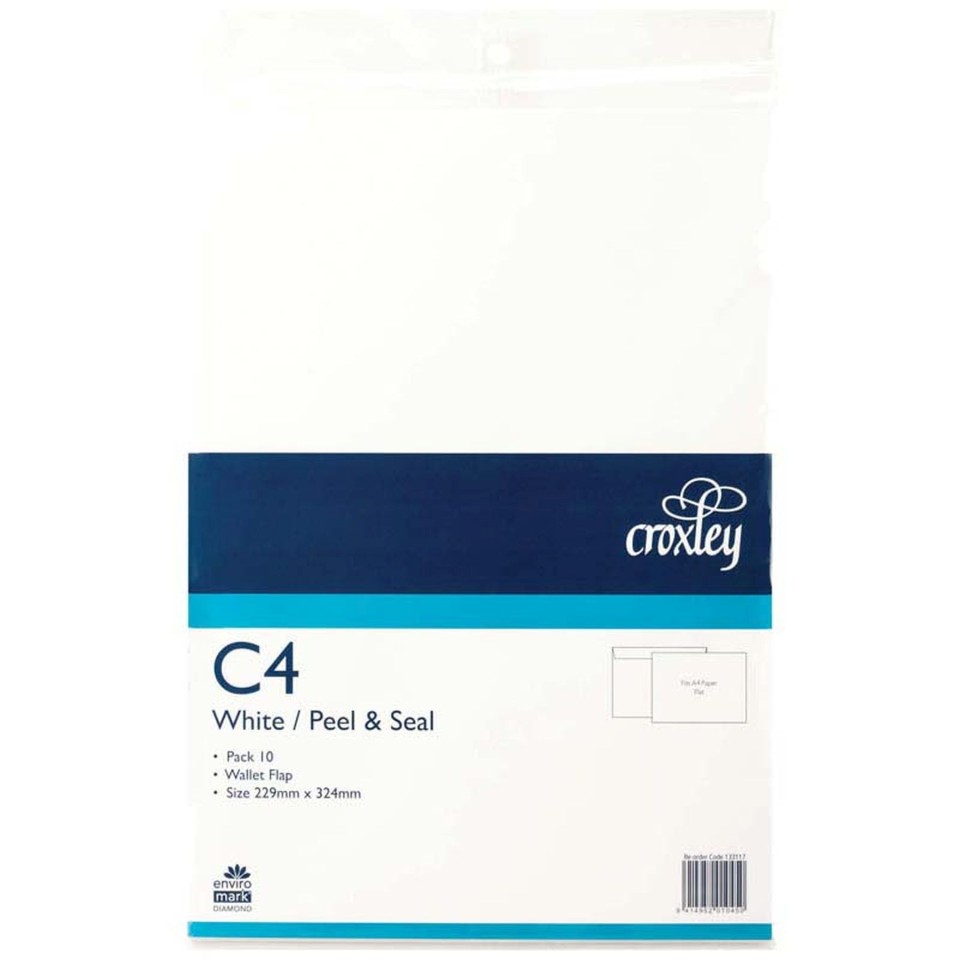 Croxley Envelope Peel & Seal C4 229x324mm White Pack 10