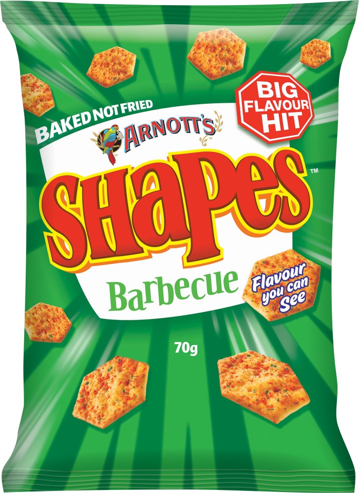 Arnotts Shapes Crackers BBQ 70g Carton 12