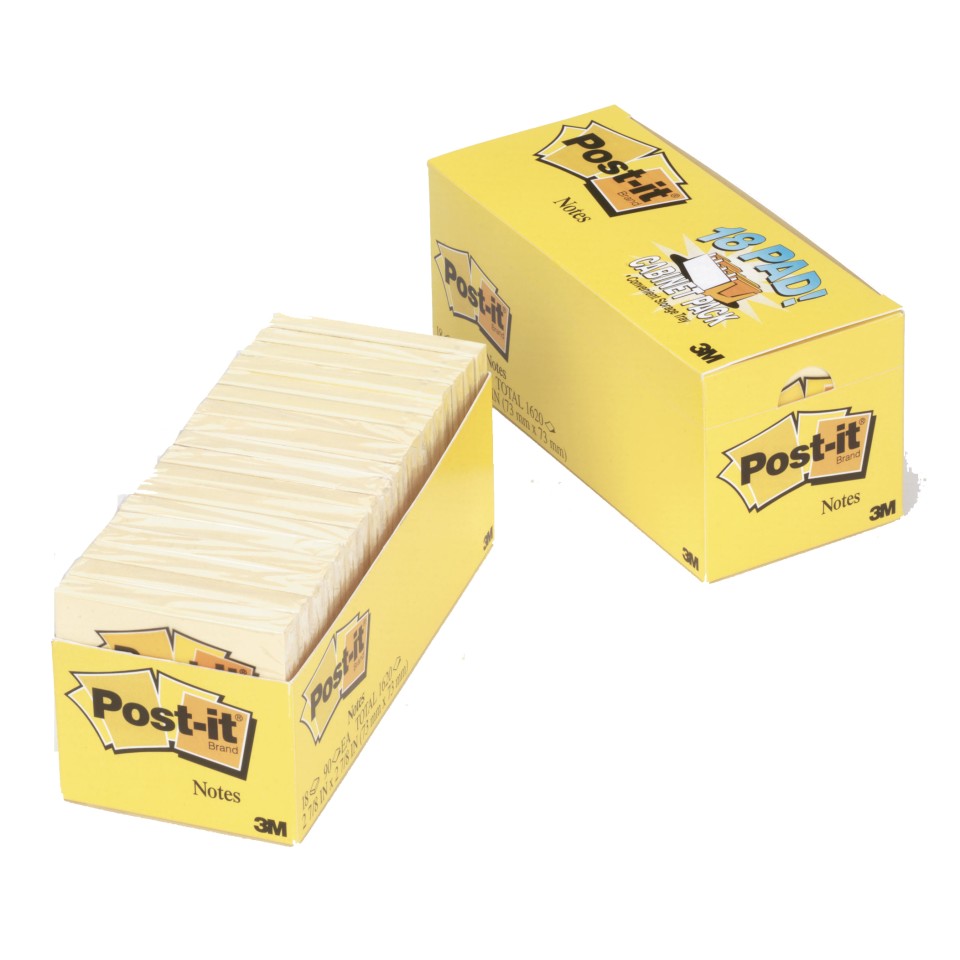 Post-it Notes 76x76mm Yellow Cabinet Pack 18