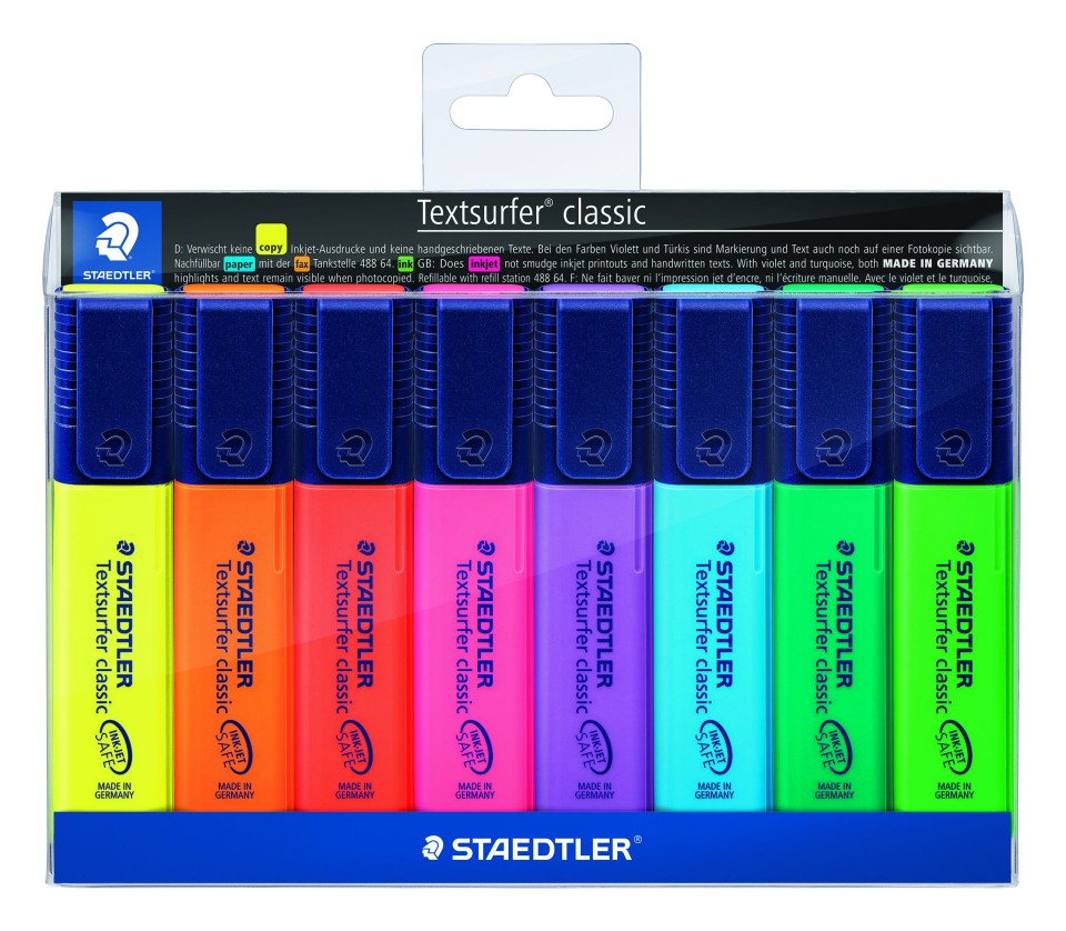 Staedtler Textsurfer Classic Highlighter Assorted Colours Pack 8