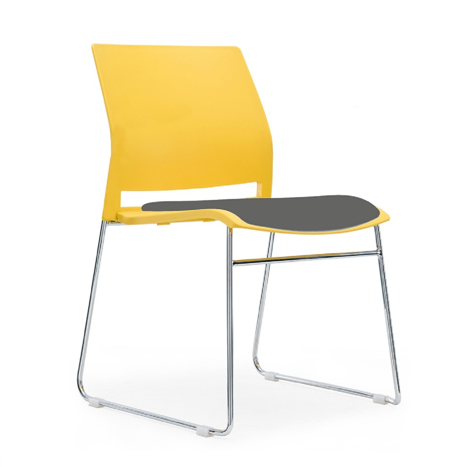 Soho Chair With Seat Pad Yellow Shell / Chrome Frame