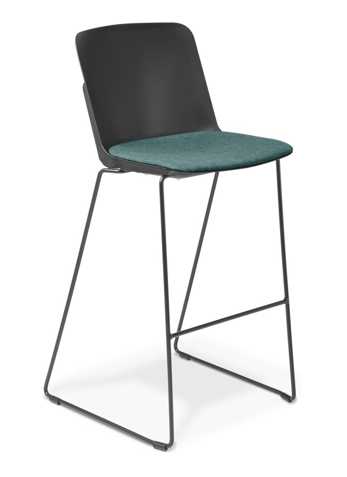Scout Barstool Black With Upholstered Seat