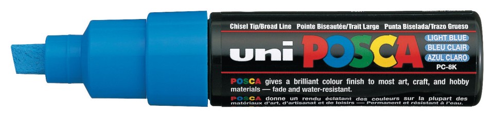 Uni Posca Marker 8.0mm Bold Chisel Light Blue PC-8K