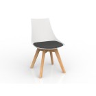 Knight Luna White Chair With Oak Base Upholstered Charcoal Cushion image