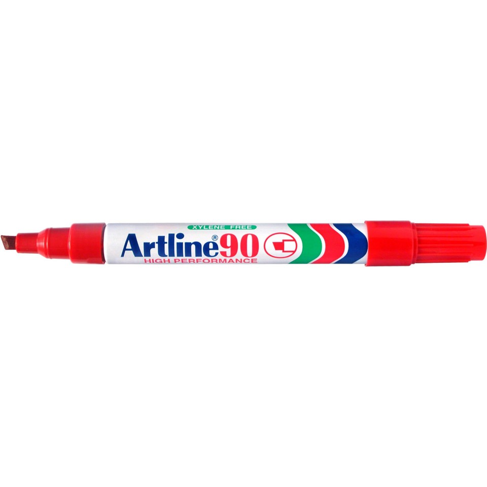 Artline 90 Permanent Marker Chisel Tip 2.0-5.0mm Red