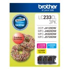 Brother 3 Colour Ink Cartridges LC233CL-3PK image