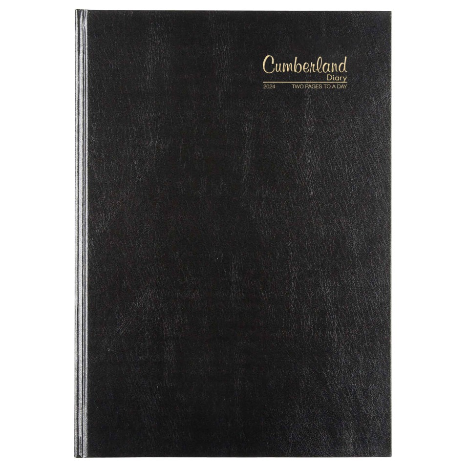 Cumberland 2024 Appointment Diary A4 2 Pages to Day Black