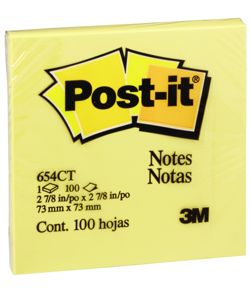 Post-it Notes Yellow 654-1 76x76mm 100 Sheet Pads Pack 12