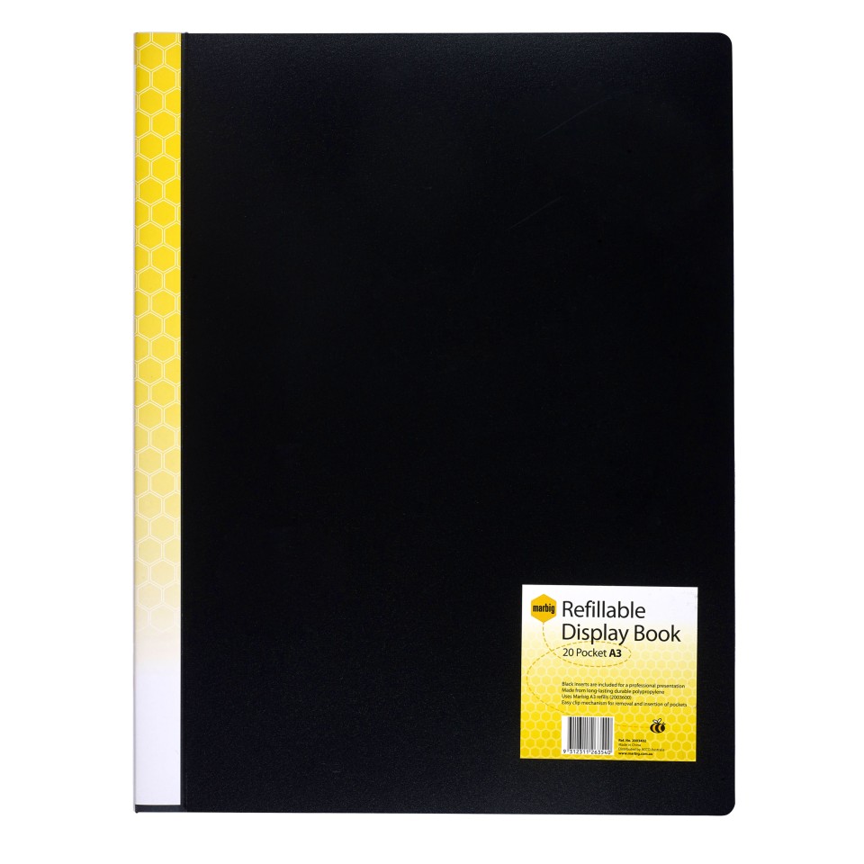 Refillable Display Book A3 20 Pocket Black 