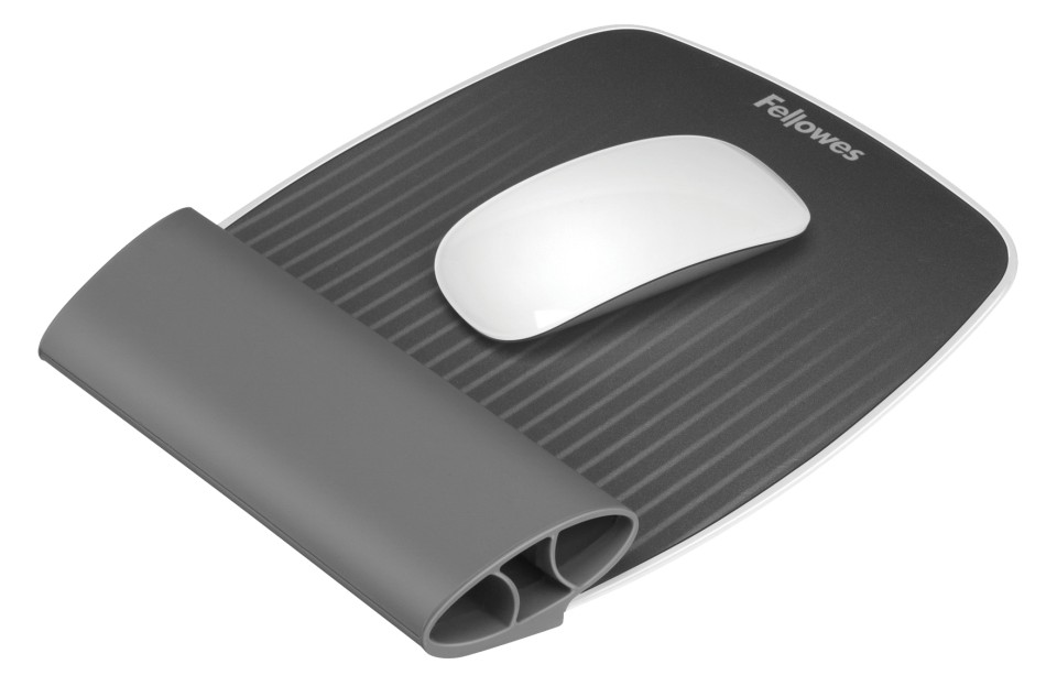 Fellowes I-Spire Series Mouse Pad with Wrist Rest Silicone Grey