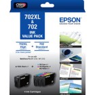 Epson DURABrite Ultra Inkjet Ink Cartridge 702XL 702 High Yield Black 4 Colour Value Pack image