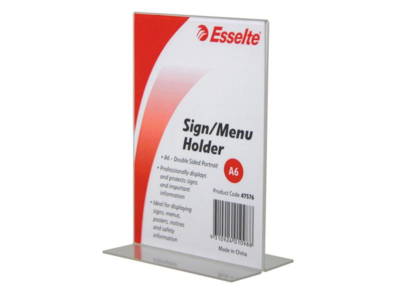 Esselte Sign/Menu Holder Double Sided A6 Clear