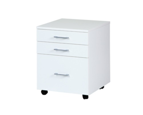 Zealand Mirage Mobile 1 File + 2 Drawer White 465(w)x500(d)x600(h)mm 18mm Melamine Panel White