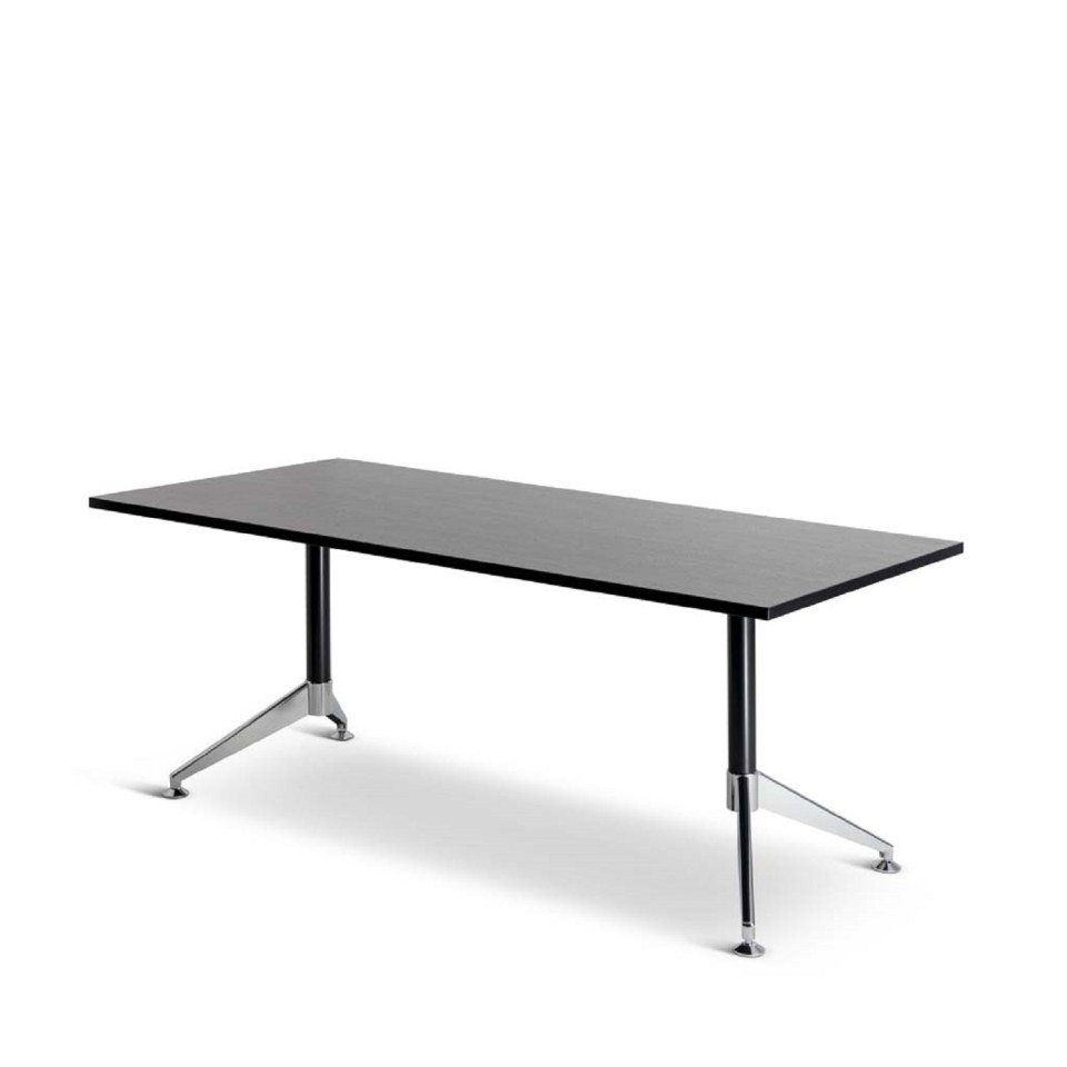 Eiffel Meeting Table 1800Wx900Dmm Black Woodgrain Top