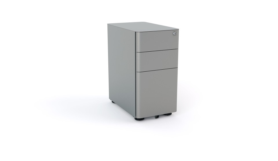 Agile Slimline Metal Mobile PEdestal 2+Filing Silver