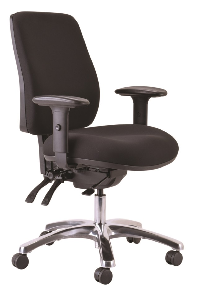 Roma 24/7 Task Chair 3 Lever With Arms HIgh Back Black Fabric