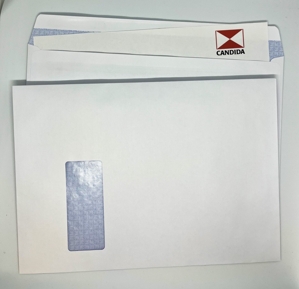 Candida Wallet Window Envelope Self-Seal C4 White Box 250