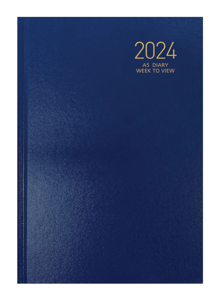 NXP 2024 Hardcover Diary A5 Week To View Blue