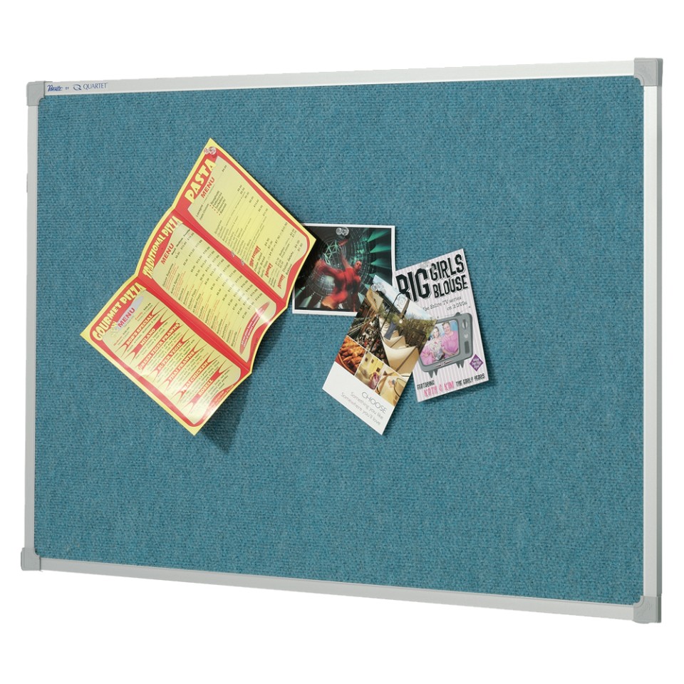 Quartet Penrite Pinboard Fabric Aluminium Frame 600x900mm Blue