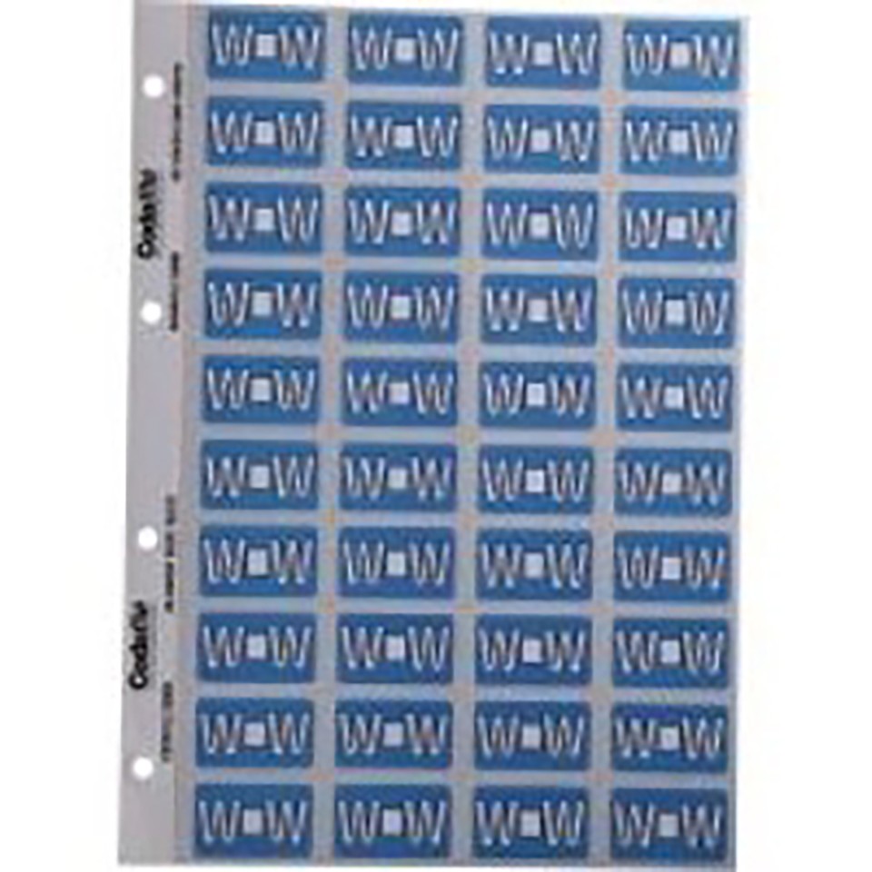 Codafile Lateral File Labels Alpha Letter W 25mm Pack 1 Sheet