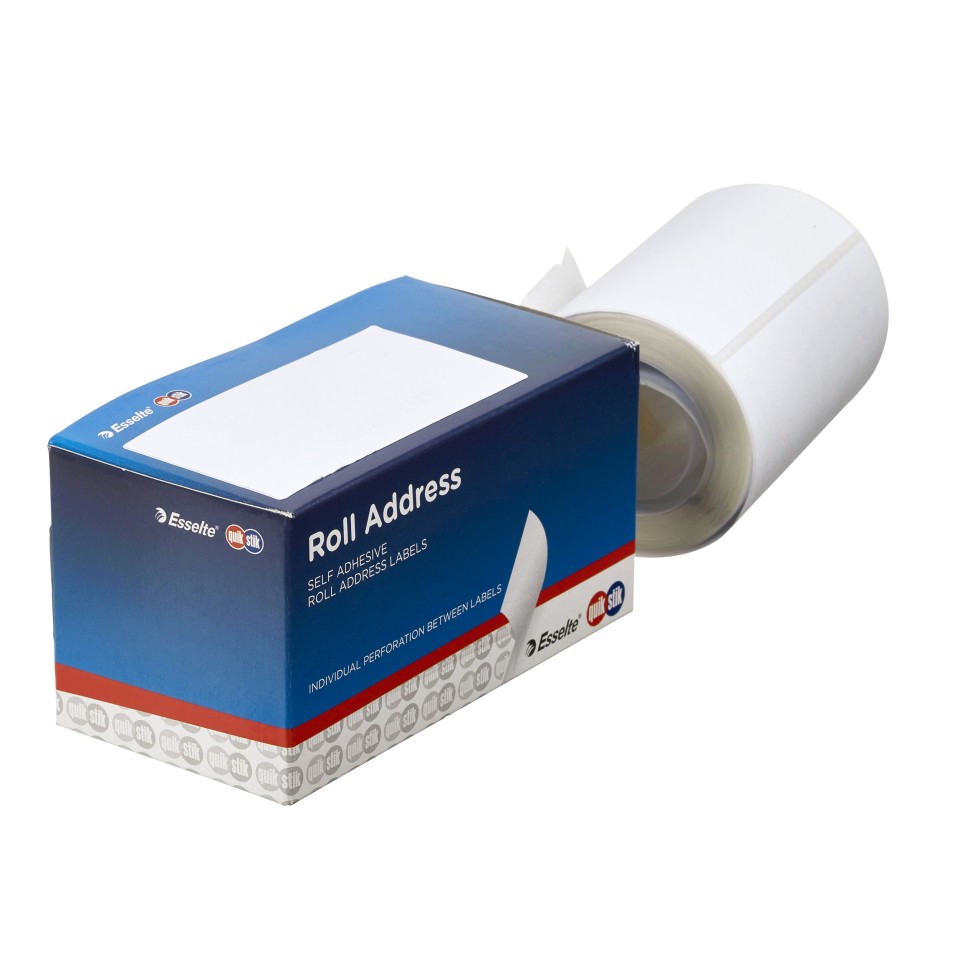 Quikstik Address Labels Dispenser 76x38mm White Roll 200