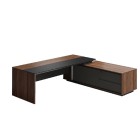 Maxim Executive Desk With Side Cabinet RH 2200Wx1800Wmm Felix Walnut image