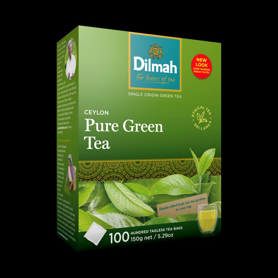 Dilmah Tea Bags Ceylon Pure Green Tea Tagless Pack 100