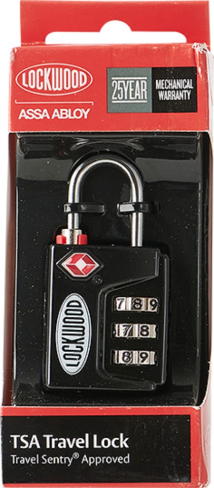 Lockwood L155/30/120Blkdp Travel Padlock 30mm Black Body 3 Wheel Combination 20mm Shackle Opening