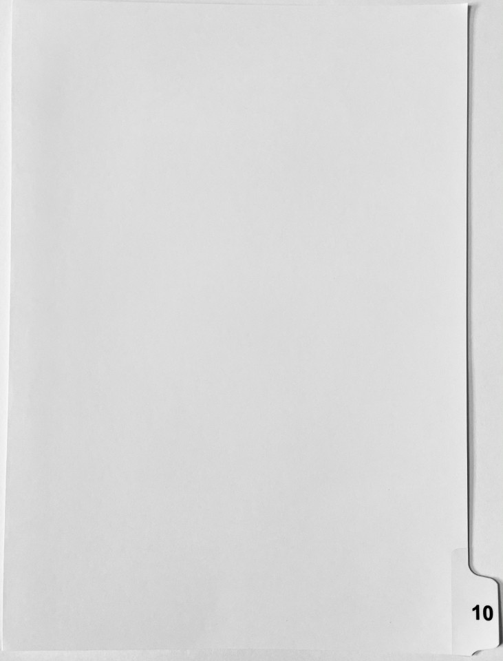 A4 Tab Dividers Printed Tab #10 of 10 White 100 Sets