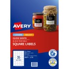 Avery Labels Square Laser Inket Printer 980015/L7119 35x35mm 35 Per Sheet Gloss White Pack 350 image