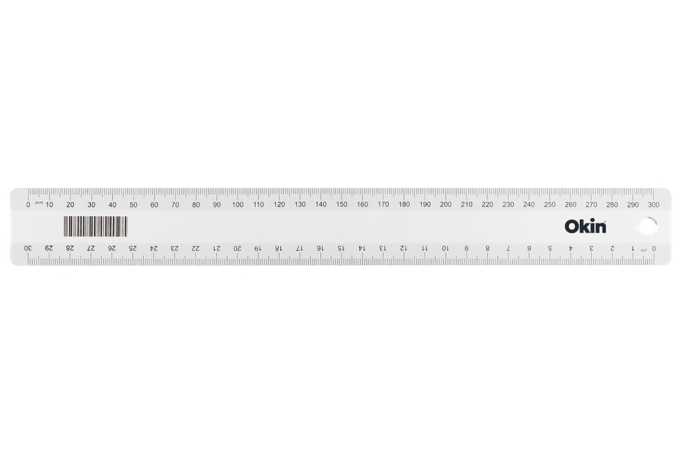 Okin Ruler Metric Clear Plastic 30cm