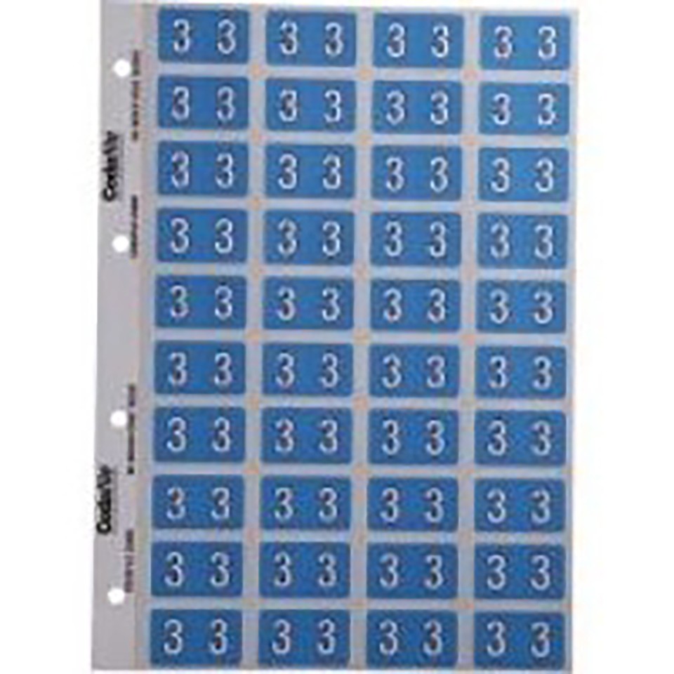 Codafile Lateral File Labels Numeric 3 25mm Pack 1 Sheet