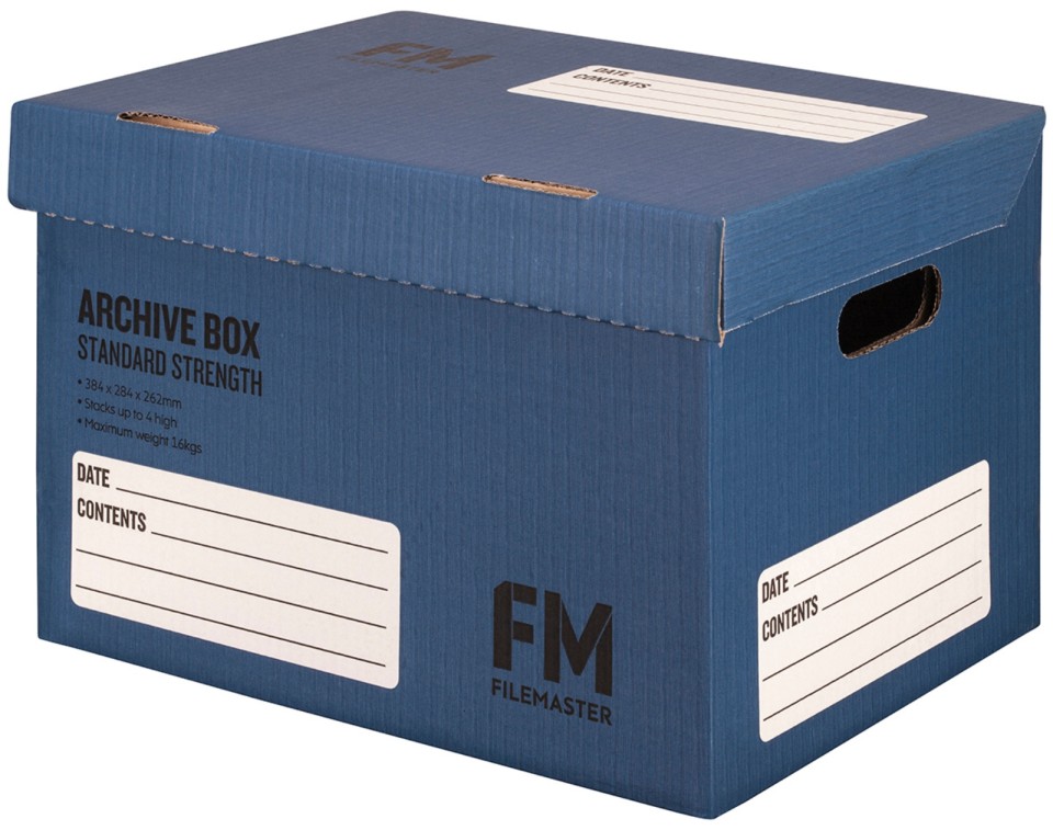 FM Box Archive Blue Standard Strength 384x284x262mm Inside Measure