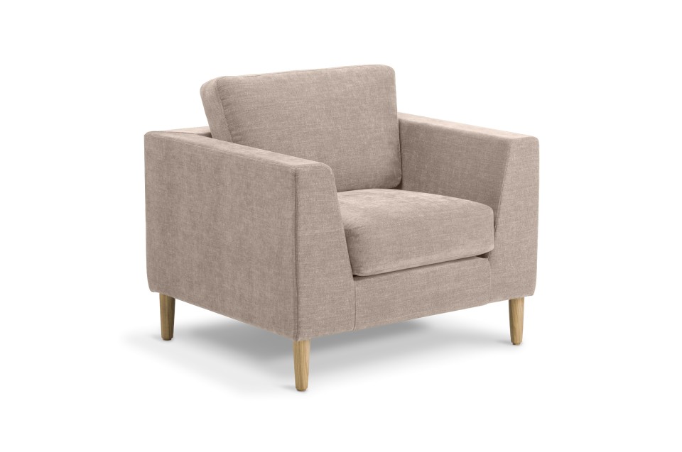 Eden Mackenzie Chair With Timber Legs Natural Ash in Copeland Fabric