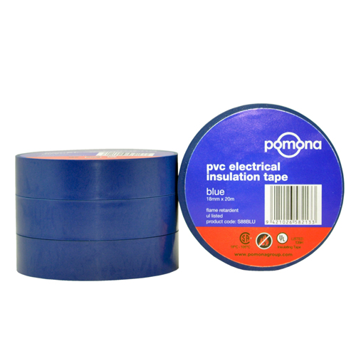 Pomona S88 Ul Flame Retardant Pvc Rubber Electrical Tape Blue 18mm X 20m Roll