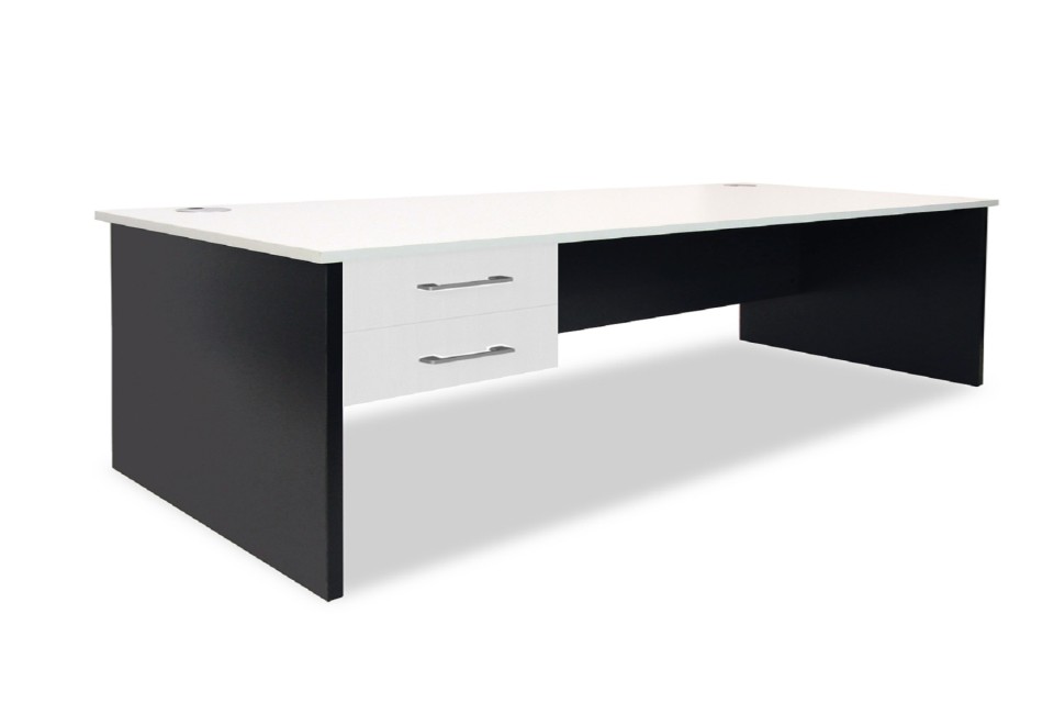 Sonic Straight Desk w/ Drawers 1800Wx800Dmm White Top / Charcoal Frame