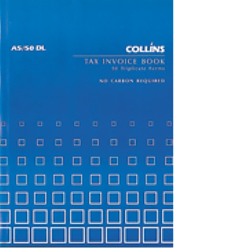 Collins Tax Invoice Book No Carbon Required A5/50 DL 50 Duplicates