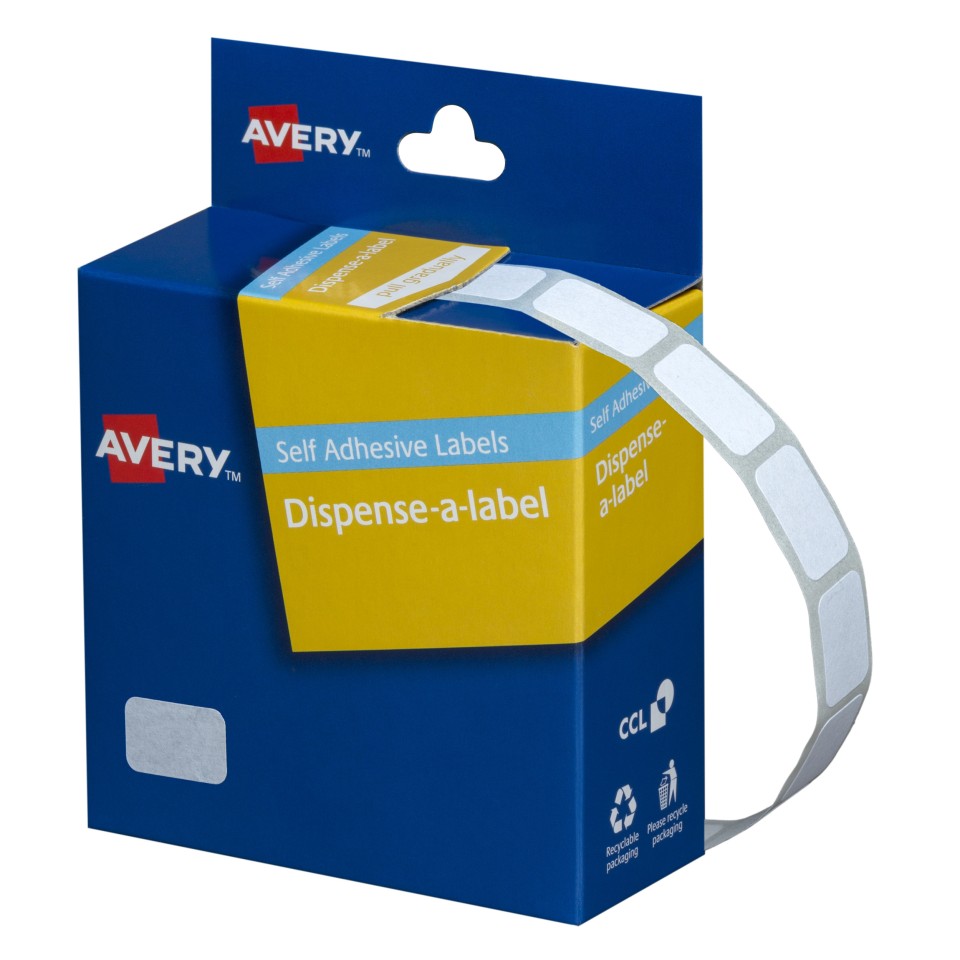 Avery Rectangle Dispenser Stickers White 10x16mm 1500 Labels Handwritable 937303